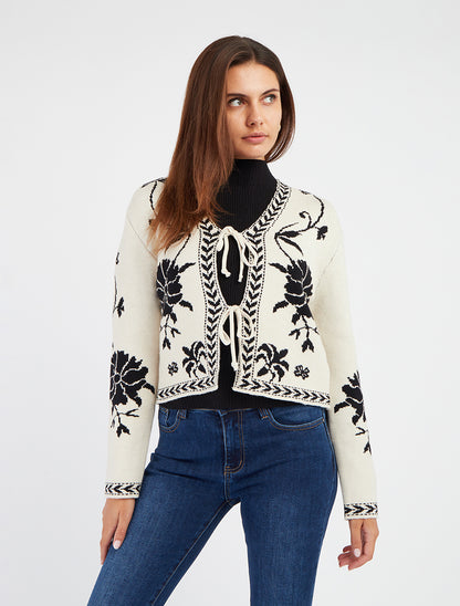 Chaleco para atar con estampado barroco - Blanco