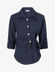 Chemise asymétrique effet drapé - Marine - 1