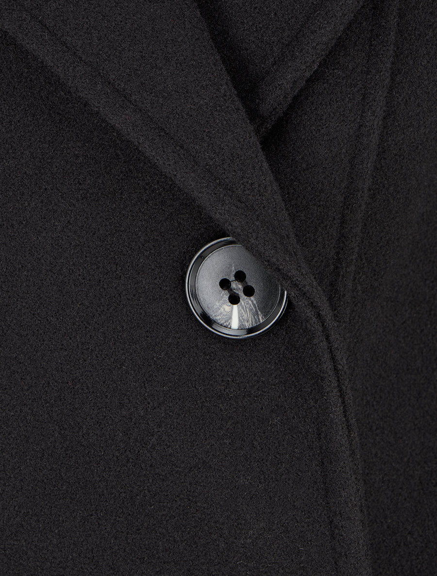 Manteau droit à pans croisés - Noir - 3