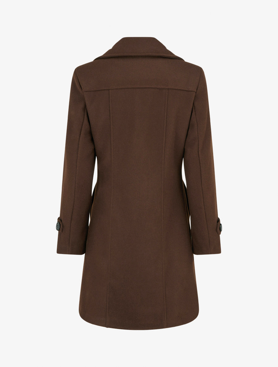 Manteau droit à pans croisés - Marron - 2