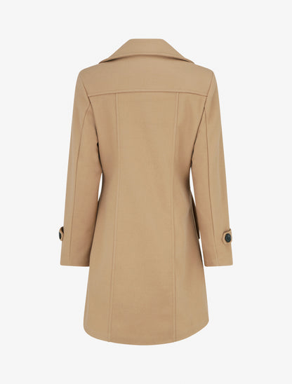 Manteau droit à pans croisés - Camel - 2