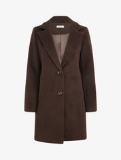 Manteau mi-long à col cranté - Marron - 1
