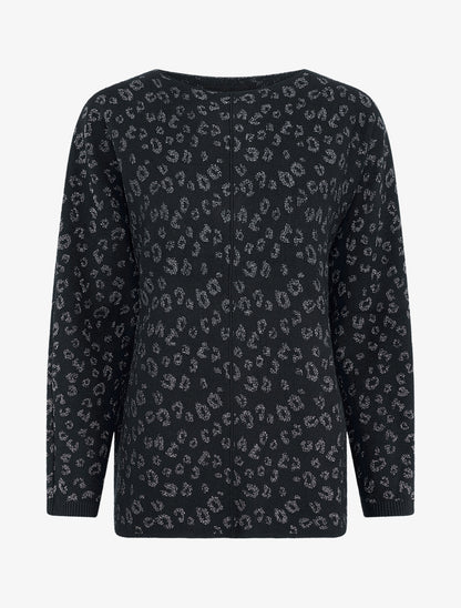 Pull imprimé léopard irisé - Noir - 1