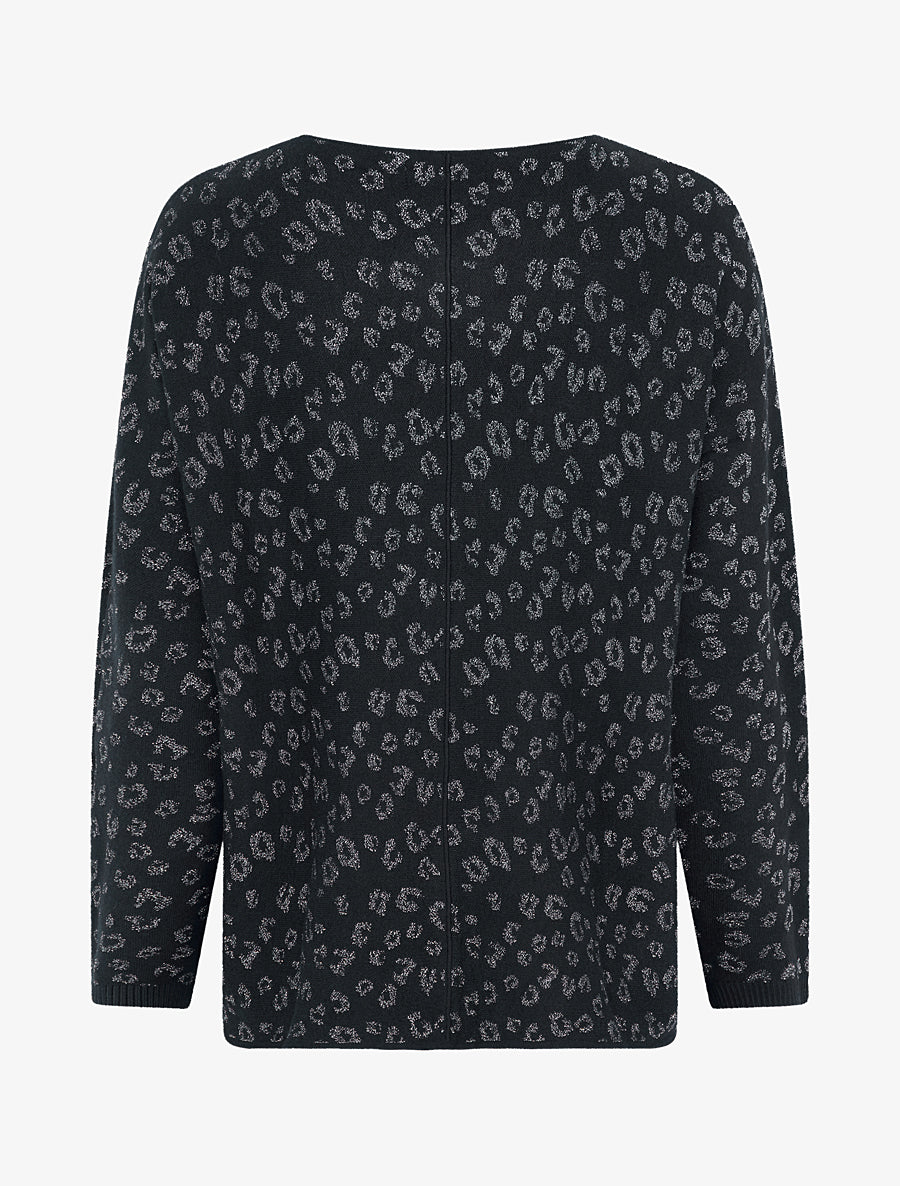 Pull imprimé léopard irisé - Noir - 2