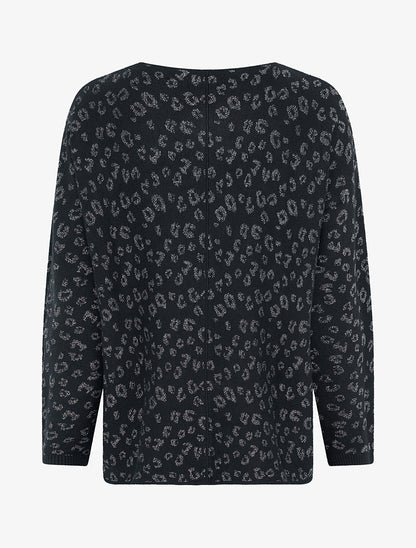 Pull imprimé léopard irisé - Noir - 2