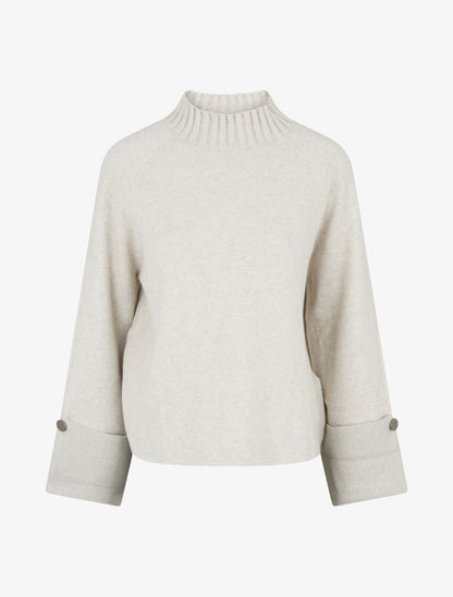 Pull à manches à détail irisé - Beige - 1