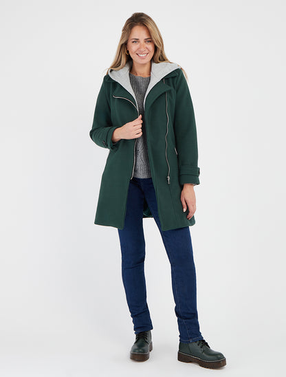 Chaqueta con capucha de sudadera con cremallera - Verde abeto