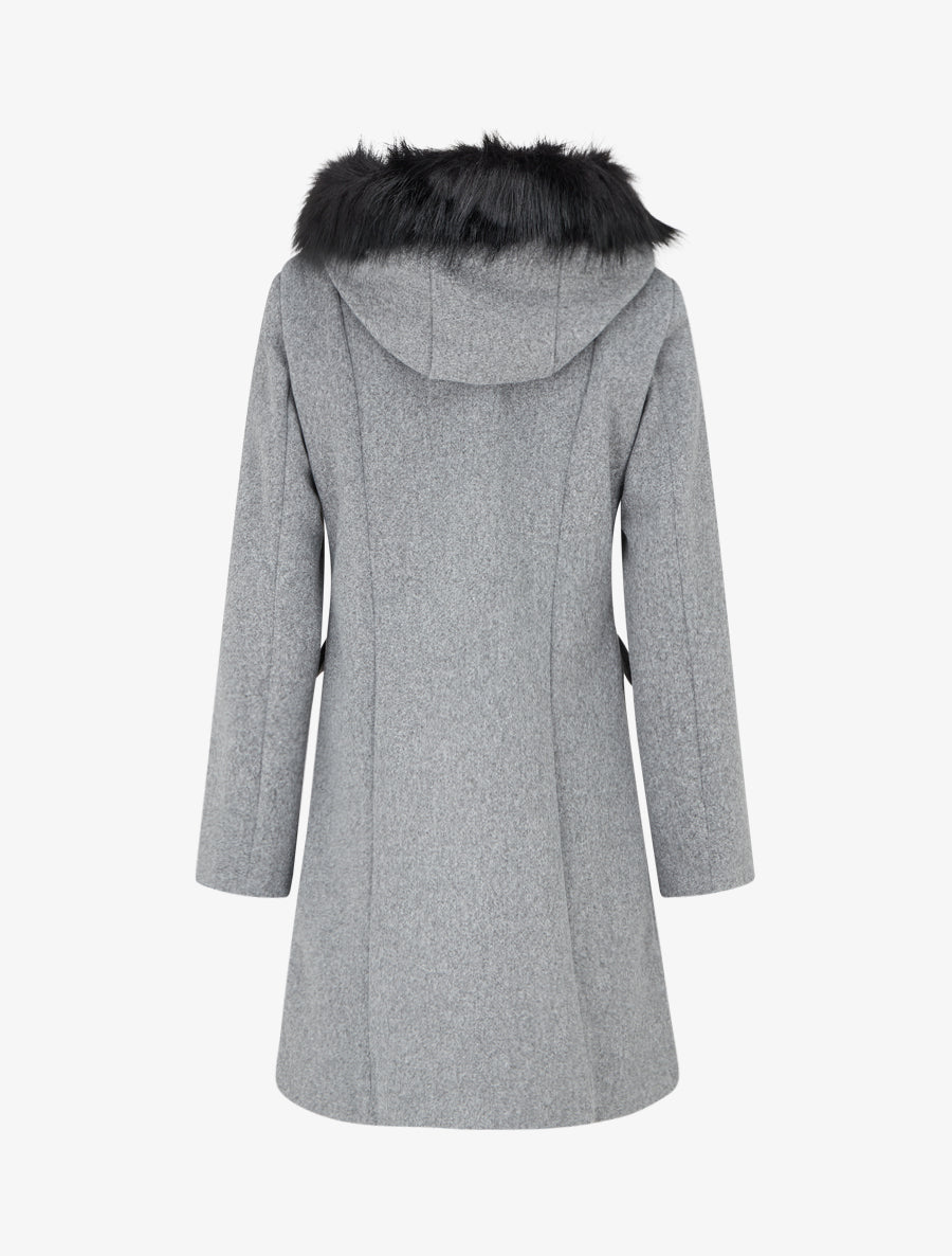 Manteau long à capuche et zip - Gris - 2