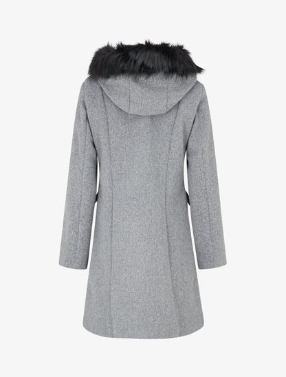 Manteau long à capuche et zip - Gris - 2