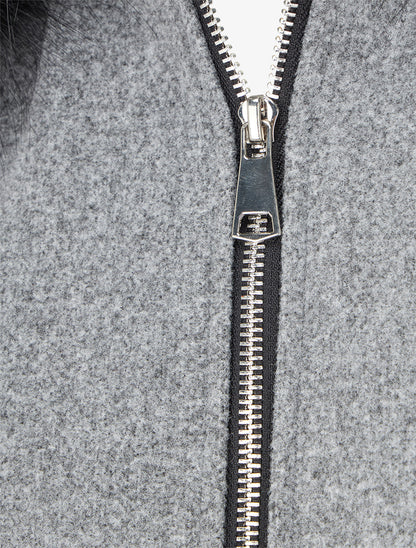Manteau long à capuche et zip - Gris - 3