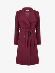 Abrigo largo entallado con botones. - Burdeos