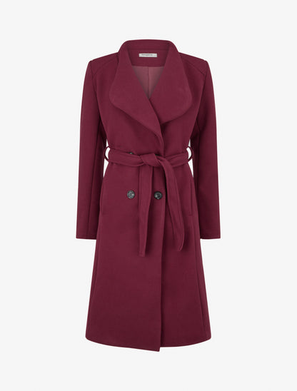 Abrigo largo entallado con botones. - Burdeos