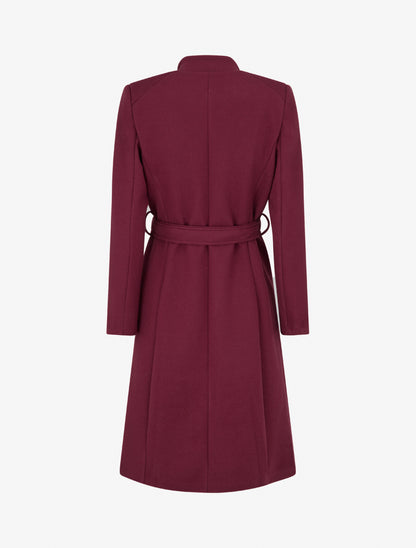 Abrigo largo entallado con botones. - Burdeos