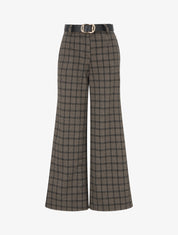 Pantalon épais imprimé carreaux - Taupe - 1