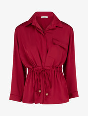 Chemise satinée ample à liens - Rouge - 1