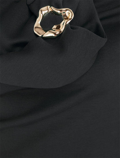 Robe fourreau à empiècement bijou - Noir - 3