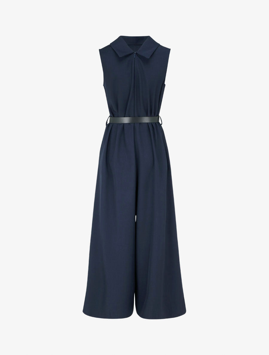 Combinaison ample sans manches à col à revers - Marine - 2