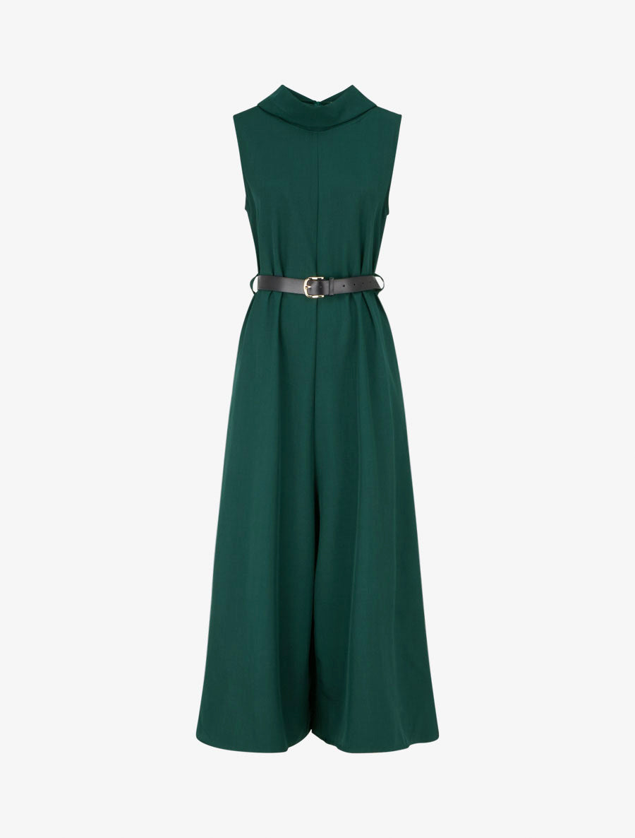 Combinaison ample sans manches à col à revers - Vert foncé - 1