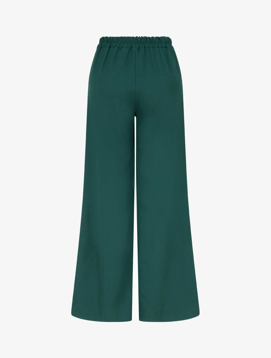Pantalon droit à ceinture fantaisie - Vert foncé - 2