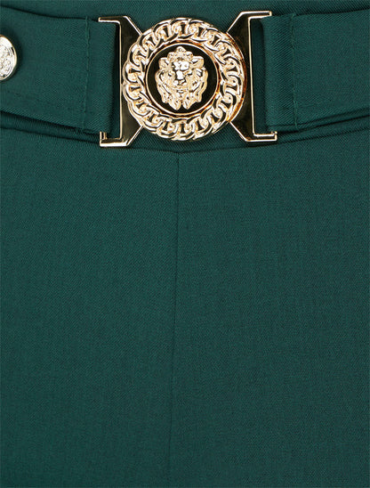 Pantalon droit à ceinture fantaisie - Vert foncé - 3