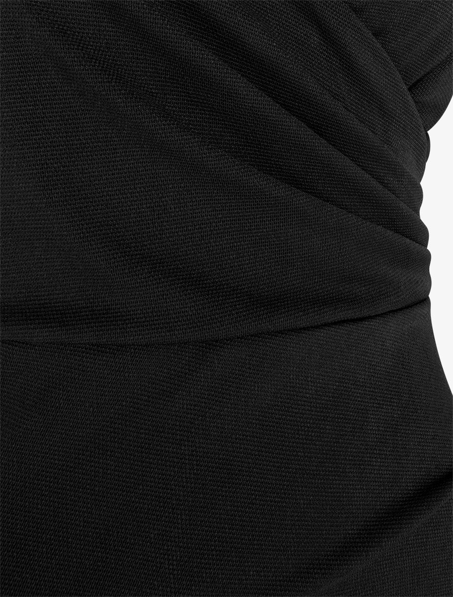 Robe longue ajustée à fente et bretelles - Noir - 3