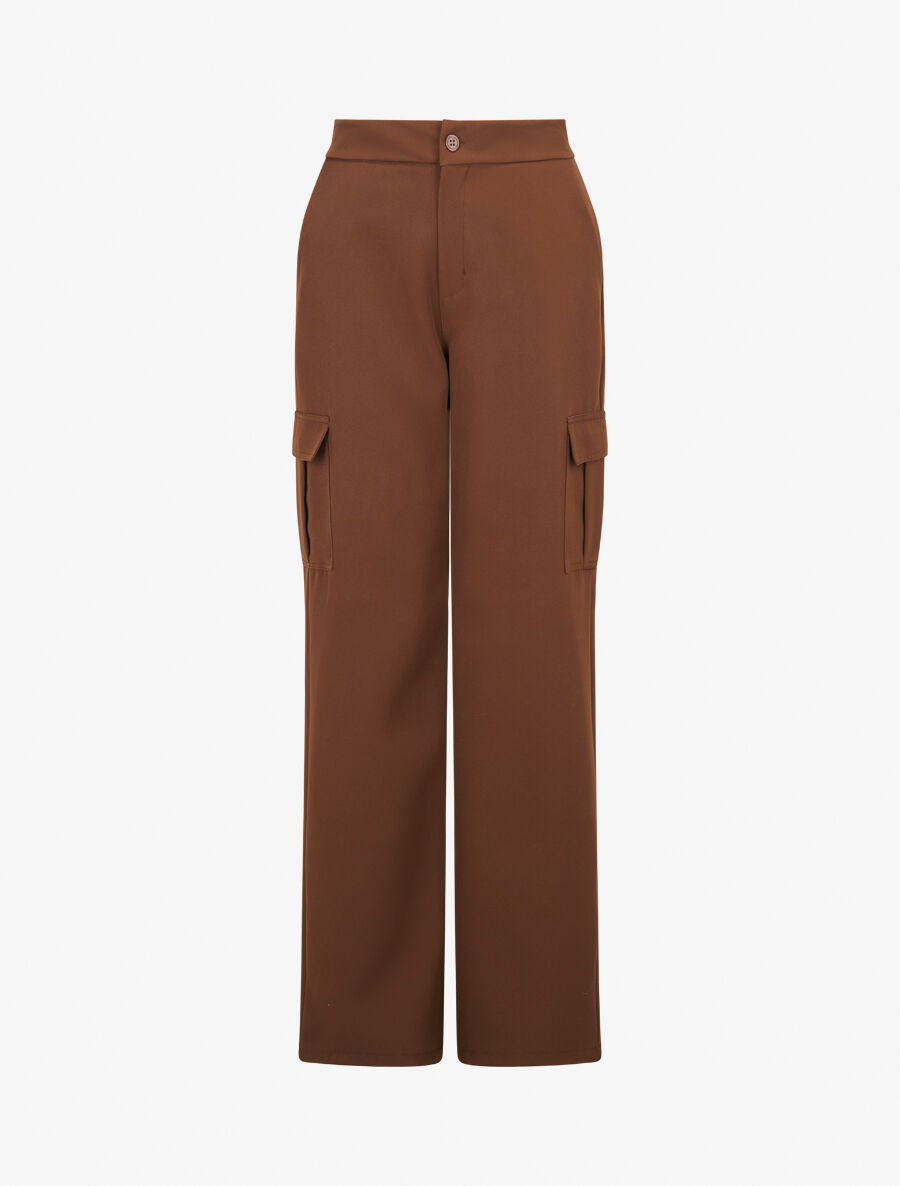 Pantalon droit à poches - Marron - 1