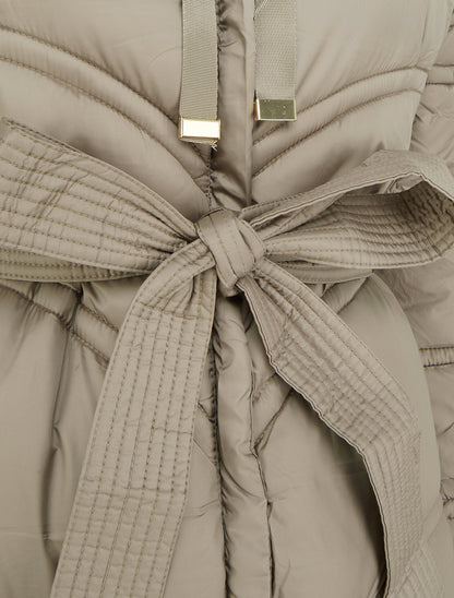 Doudoune longue à capuche - Taupe - 3