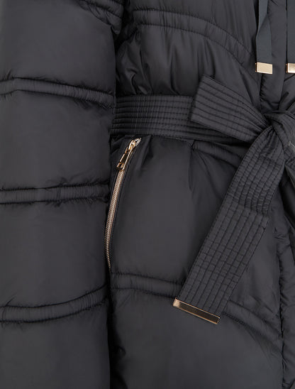 Doudoune longue à capuche - Noir - 3