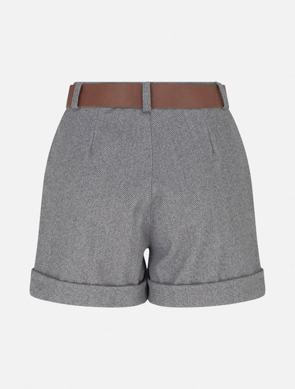 Short con vuelta estampado en espiguilla - Gris