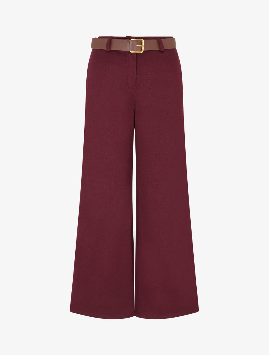Pantalón ancho estampado de espiguilla - Burdeos