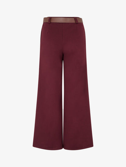 Pantalón ancho estampado de espiguilla - Burdeos