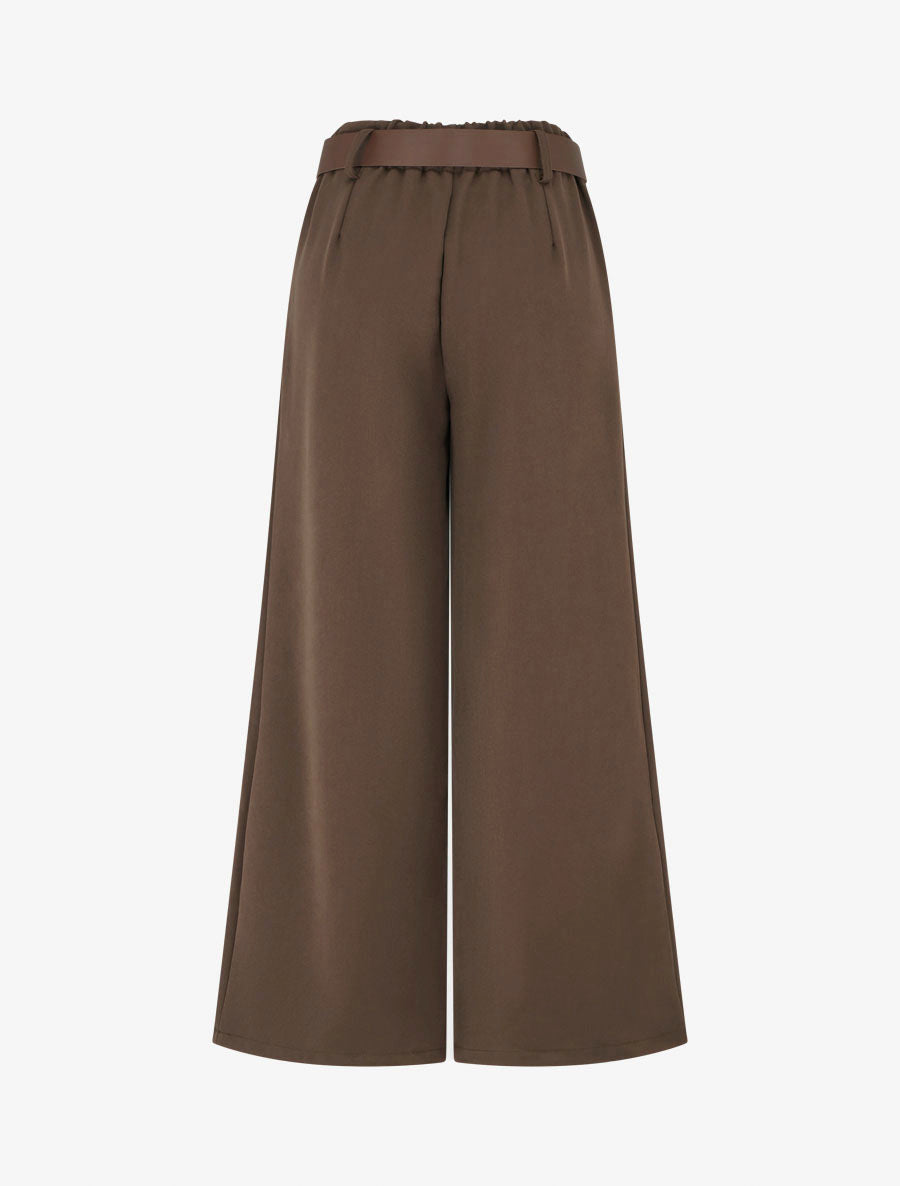 Pantalón elástico de corte amplio - Marrón