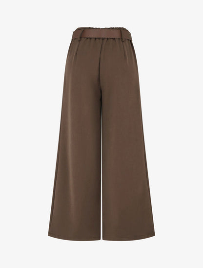 Pantalón elástico de corte amplio - Marrón