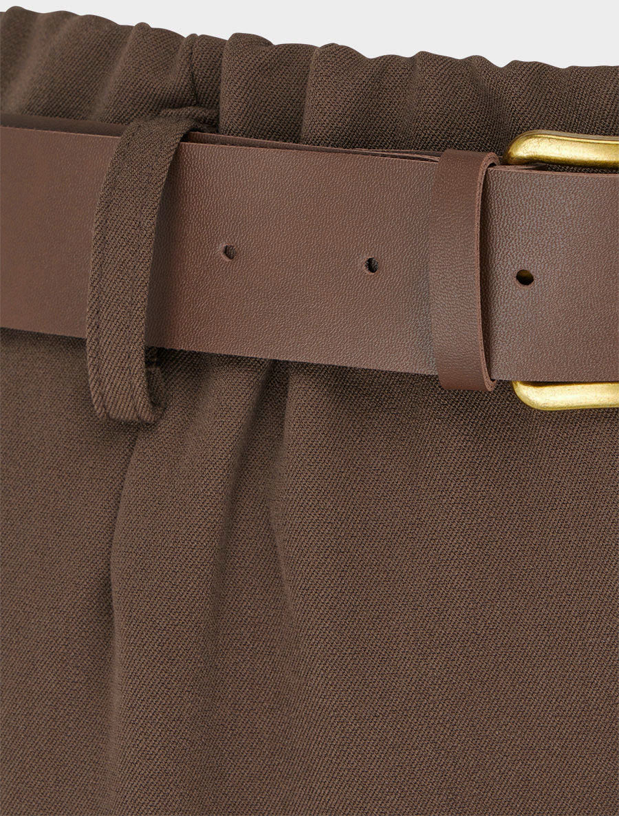 Pantalón elástico de corte amplio - Marrón
