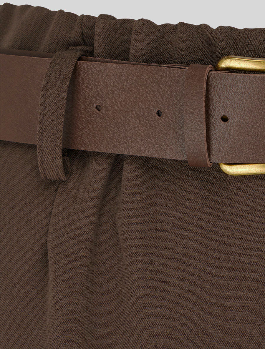 Pantalón elástico de corte amplio - Marrón