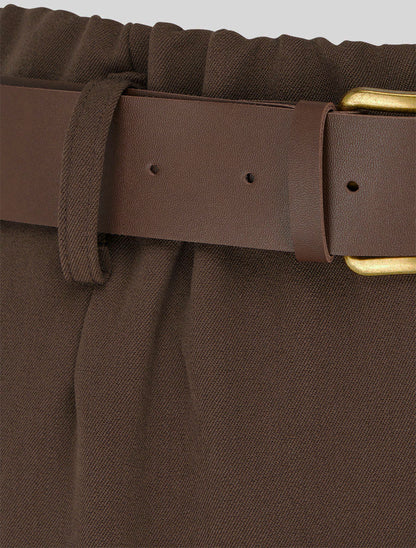 Pantalón elástico de corte amplio - Marrón