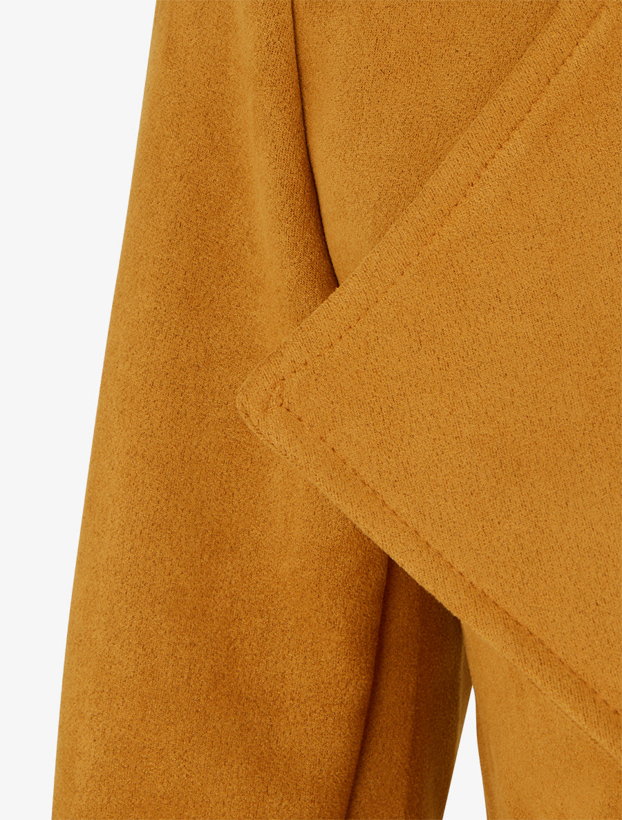 Chaqueta de ante con bolsillos decorativos con cremallera. - Camello