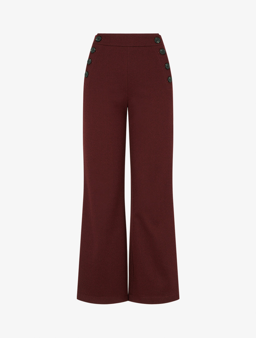 Pantalón recto con estampado de espiguilla - Burdeos