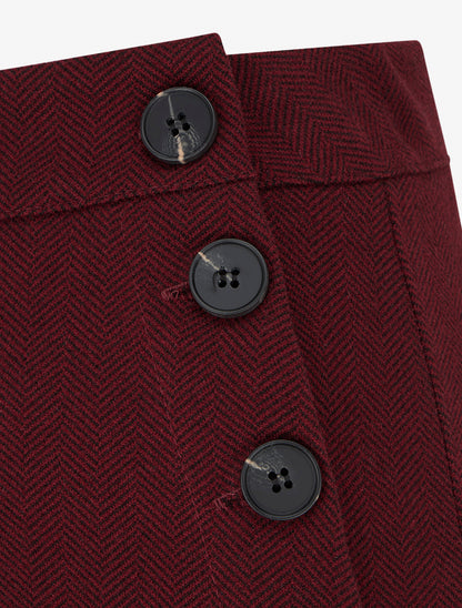 Pantalón recto con estampado de espiguilla - Burdeos