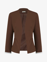 Chaqueta recta con hombreras - Marrón