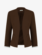 Chaqueta recta con hombreras - Marrón