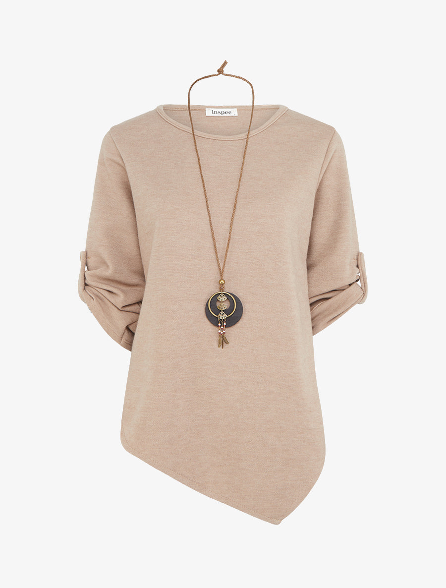 Pull droit à bords asymétriques - Taupe - 1