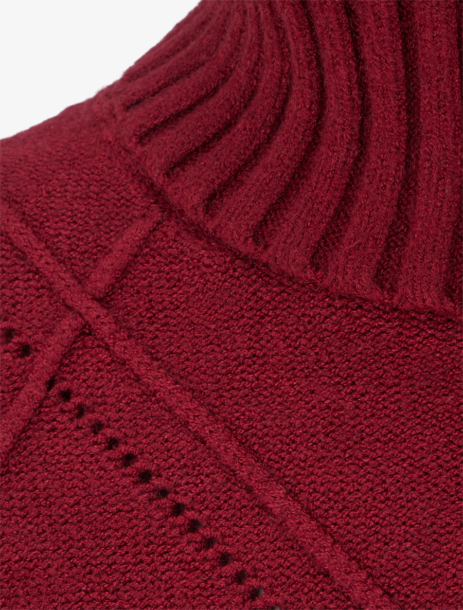 Pull uni à motif texturé géométrique - Bordeaux - 3