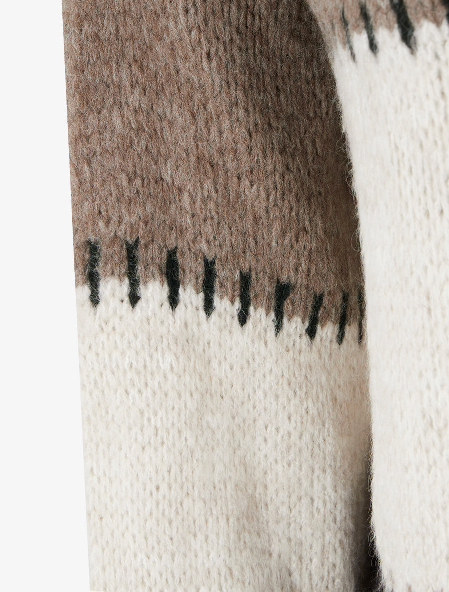 Pull droit à grandes rayures - Taupe - 3