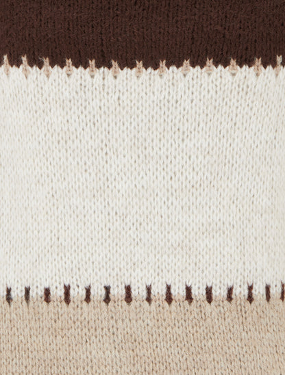 Pull droit à grandes rayures - Marron - 3