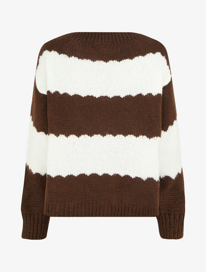 Pull en maille à rayures bicolore - Marron - 2