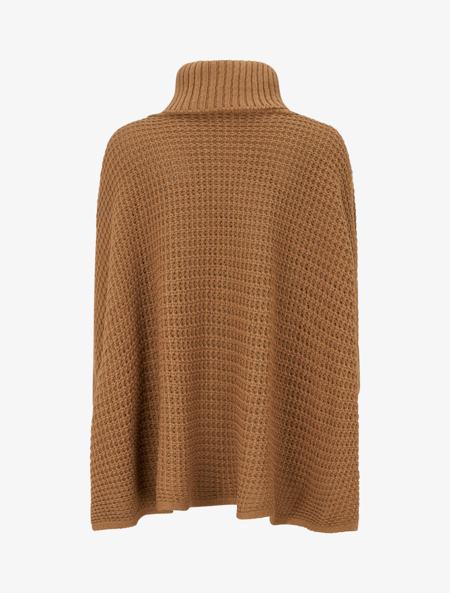 Pull carré style poncho à col roulé - Camel - 2