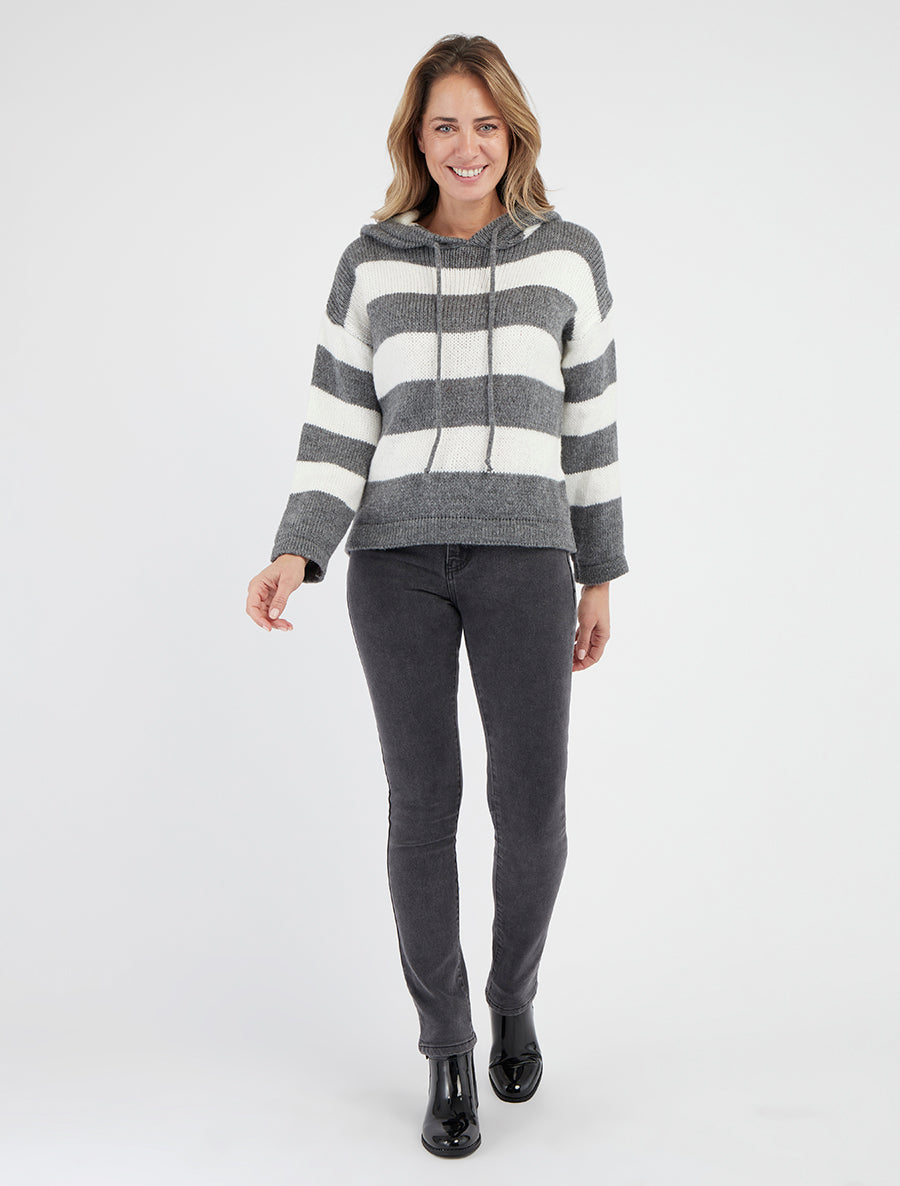 Sudadera con capucha a rayas - Gris