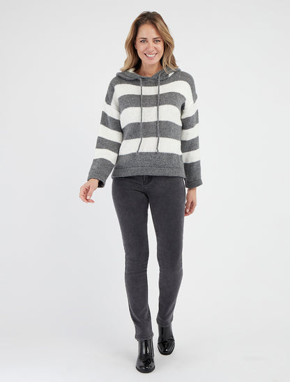 Sudadera con capucha a rayas - Gris