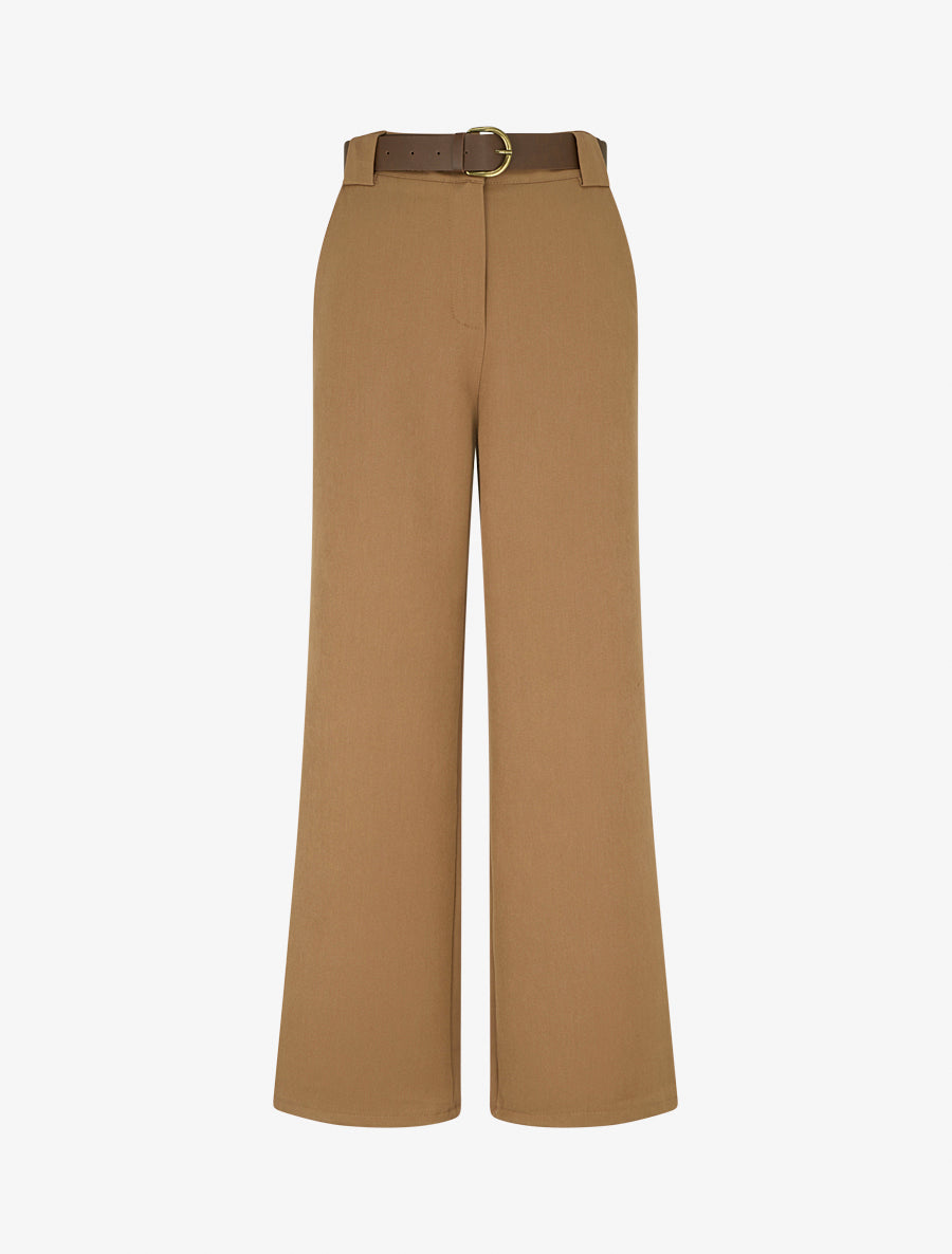 Pantalon droit fluide uni - Camel - 1